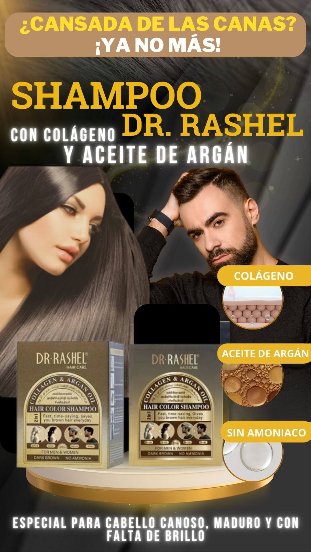 SHAMPOO ANTICANAS MARRÓN DR. RASHEL CAJA X 10 UNIDS.