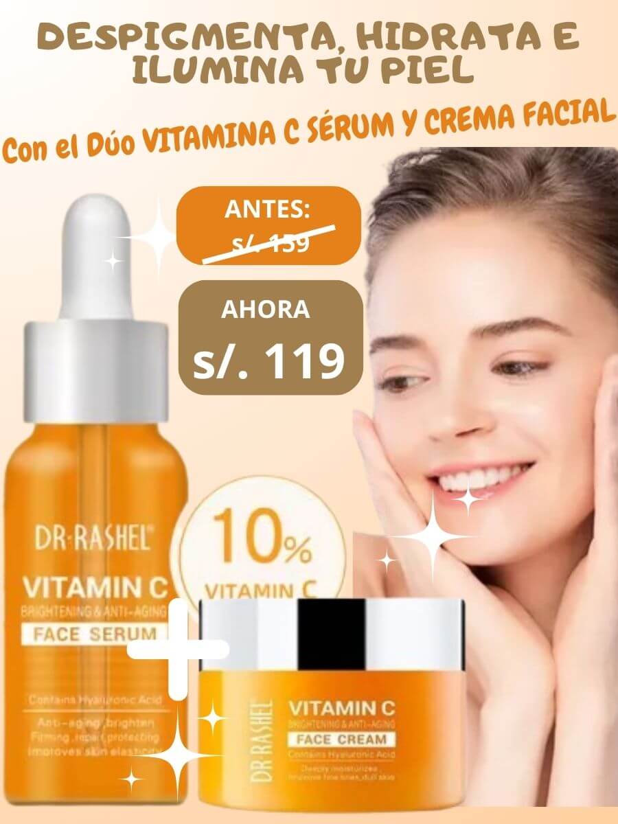 DÚO ACLARANTE SÉRUM Y CREMA FACIAL VITAMINA C DR. RASHEL