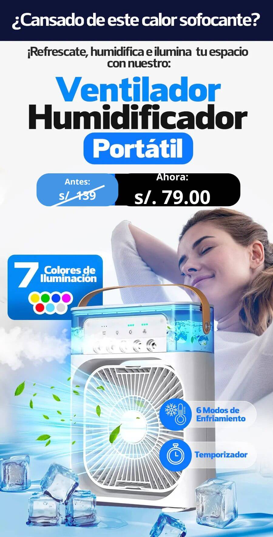 VENTILADOR HUMIDIFICADOR PORTÁTIL