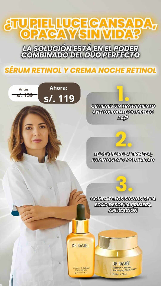 DÚO ANTIAGE: SÉRUM RETINOL Y CREMA FACIAL RETINOL DR. RASHEL