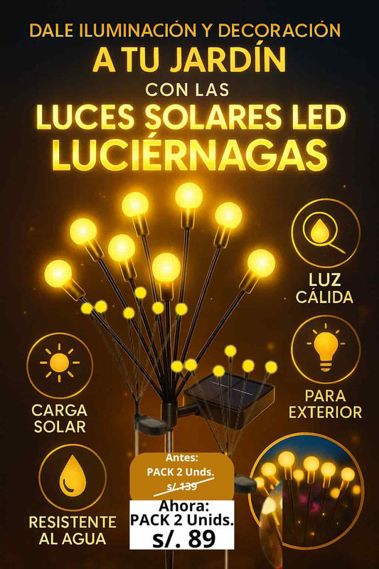 LUCES SOLARES LED LUCIERNAGAS - PACK 2 UNIDS.