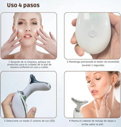 LUMISKIN PRO: MASAJEADOR FACIAL LUZ LED 7 COLORES