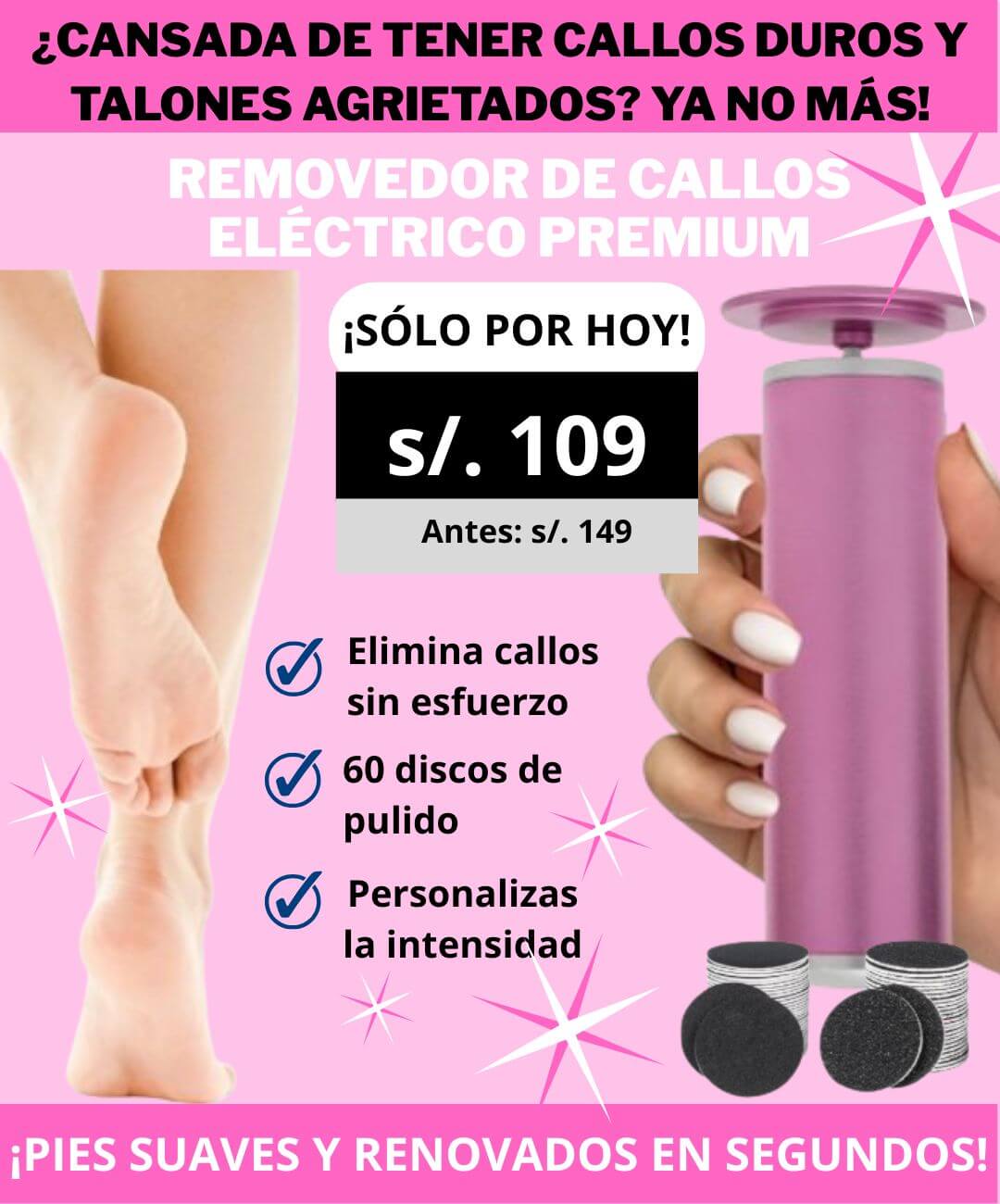 REMOVEDOR DE CALLOS PREMIUM + 60 REPUESTOS