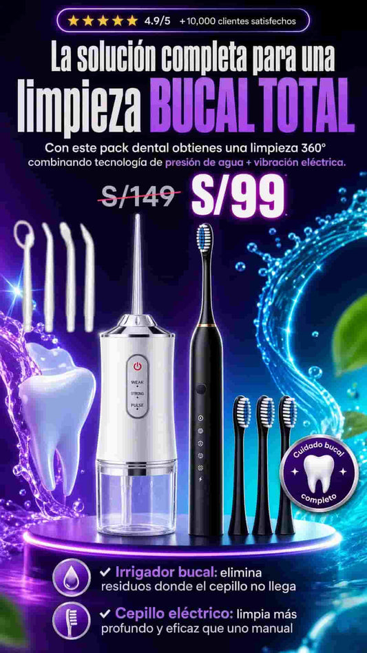🦷PACK CUIDADO ORAL: IRRIGADOR ORAL +CEPILLO RECARGABLE