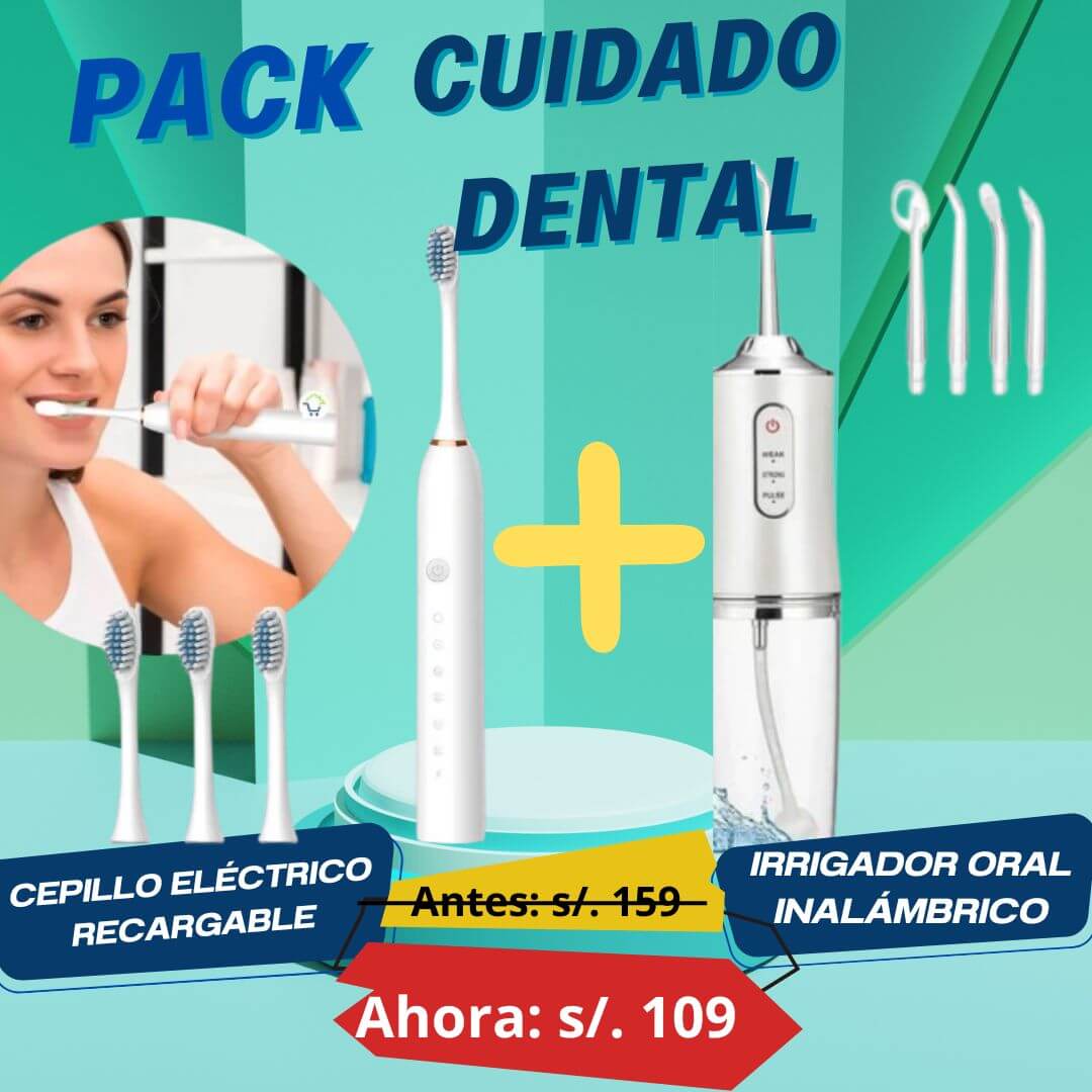 PACK CUIDADO DENTAL: CEPILLO DENTAL RECARGABLE + IRRIGADOR ORAL INALÁMBRICO