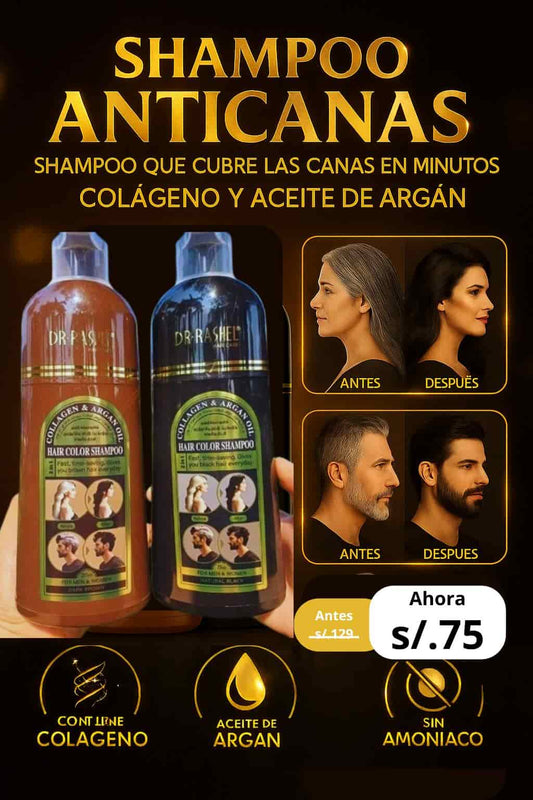 SHAMPOO ANTICANAS - COLÁGENO - ACEITE DE ARGÁN DR. RASHEL 400 mL.