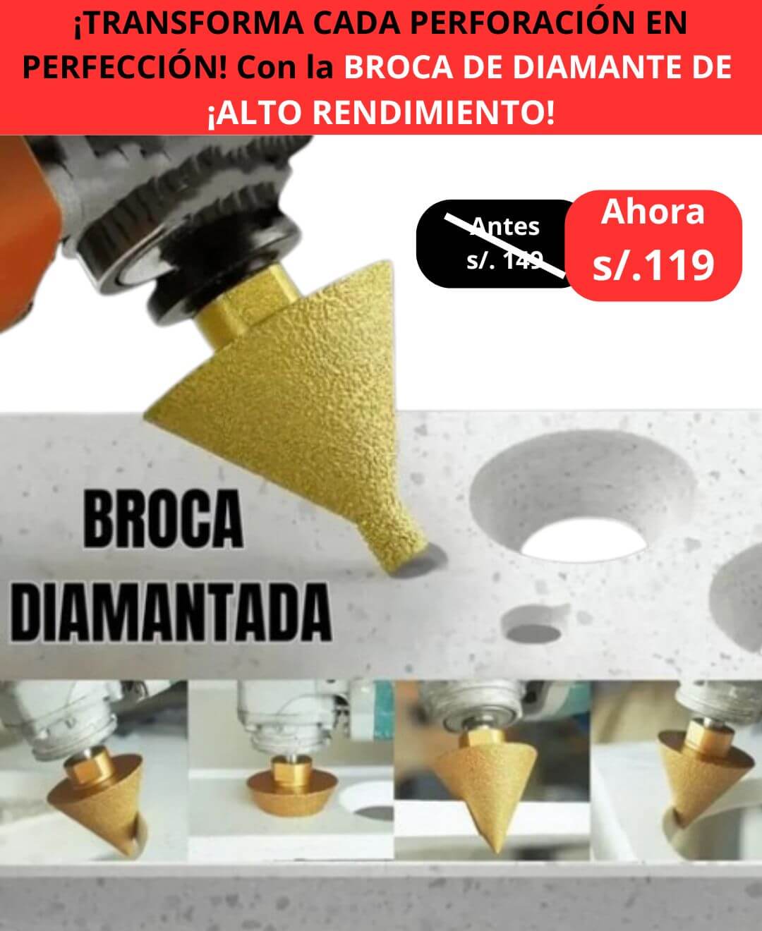 BROCA CÓNICA DE DIAMANTE