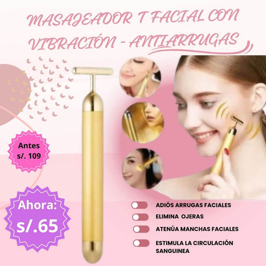 MASAJEADOR T FACIAL CON VIBRACIÓN - ANTIARRUGAS