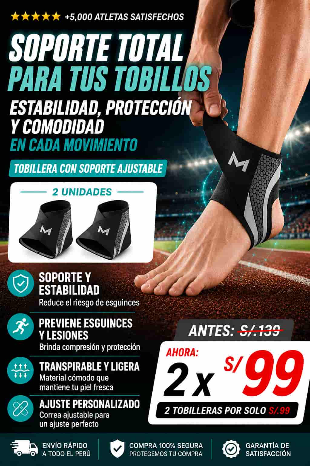 ANKLE PRO - Tobilleras con Soporte Ajustable x 2 Unids.